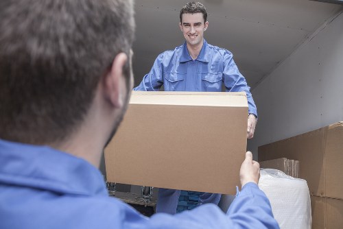 Moving van in Finchley with boxes and recyclable packing materials