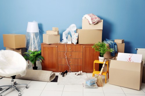 A local flat move in Finchley with furniture and boxes ready to transport