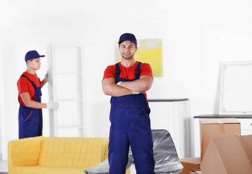 Office removals planning in Finchley with boxes and moving equipment