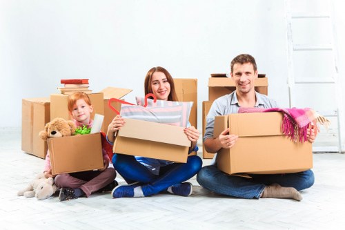 Boxes and furniture prepared for a free moving quote in Finchley