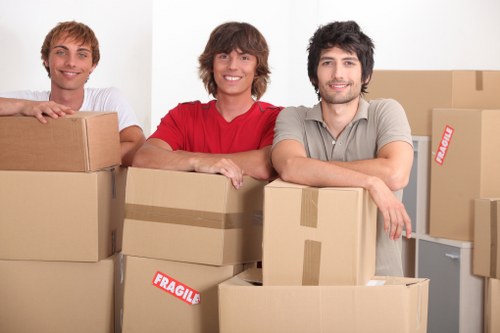 Different sizes of moving boxes and packing materials