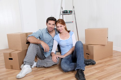 Furniture and boxes prepared for a Finchley house move