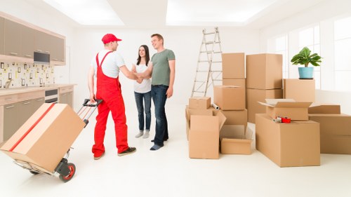 Packed boxes and furniture ready for a local Finchley removal