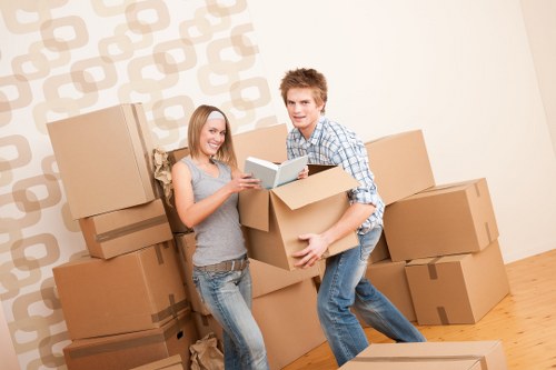 Packed moving boxes ready for a Finchley home removal